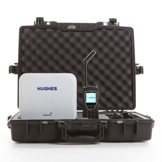 Hughes 9202 BGAN Land Portable Satellite Internet Terminal w/ WiFi + Iridium 9575 Extreme Satellite Phone